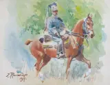 Zygmunt Rozwadowski, UŁAN, 1917, akwarela, ołówek, papier