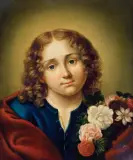 C. Gläy, JEZUS Z WIEŃCEM KWIATÓW, 1852, olej, tektura