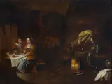 Naśladowca Egbertów van Heemskercków, ZALOTY W KARCZMIE, olej, deska