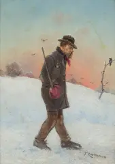 Franciszek Kostrzewski, WĘDROWIEC, olej, tektura
