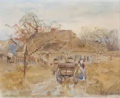 Michał Pociecha, NA GRANICY, 1888, akwarela, ołówek, papier