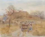 Michał Pociecha, NA GRANICY, 1888, akwarela, ołówek, papier