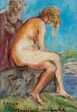 BATSZEBA I KRÓL DAWID by Vlastimil Hofman, 1924, olej, sklejka, sold Dec 2021