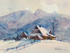 Henryk Sajdak, TATRY - SZAŁAS W DOLINIE KOŚCIELISKIEJ, akwarela, karton
