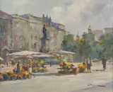 Henryk Sajdak, KRAKOWSKIE KWIACIARKI, olej, płótno