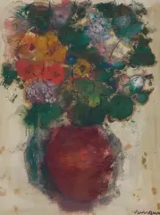Joachim Weingart, KWIATY W WAZONIE, technika mieszana, papier