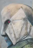 Stasys Eidrigevičius, PROFIL, lata 90. XX w ., pastel, papier kremowy