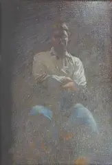 Andrzej Okińczyc, AUTOPORTRET, lata 80. XX w., akryl, pastel, płyta