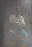 Andrzej Okińczyc, AUTOPORTRET, lata 80. XX w., akryl, pastel, płyta