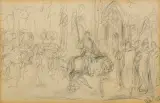 Jan Matejko, SCENA HISTORYCZNA, ołówek, papier
