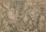 Jan Matejko, PRZED KRÓLEM STEFANEM BATORYM, ok 1860, ołówek, papier