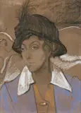 Stanisław Ignacy Witkiewicz, PORTRET WANDY MARII SKARŻYŃSKIEJ, 1917, pastel, papier brązowy naklejony na tekturę