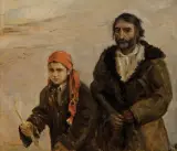 Teodor Axentowicz, NA GROMNICZNĄ, olej, tektura naklejona na tekturę