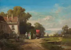 Wilhelm Moralt, PRZYJAZD GOŚCI, 1927, olej, sklejka