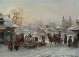 TARG NA KLEPARZU by Władysław Chmieliński, olej, płótno, sold Dec 2021