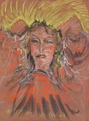 Stanisław Ignacy Witkiewicz, PORTRET JANINY (INKI) LESZCZYŃSKIEJ, 1933, pastel, papier