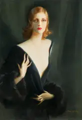 Tadeusz Styka, PORTRET JAYNE MANNERS, pocz. lat 30. XX w., olej, płótno naklejone na płytę pilś.