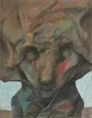 Stasys Eidrigevičius, POETA, 1988, pastel, karton z fakturą beżowy