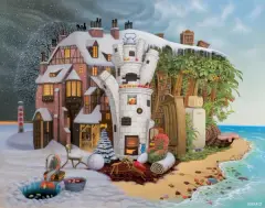 Jacek Yerka, WIGILIJNA MADERA, 2021, akryl, płótno