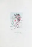 Winieta do "Poèmes secrets" by Salvador Dalí, 1967, akwaforta, sucha igła kolorowana akwarelą, papier, offered Nov 2021