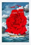 Red Rose Ship by Rafał Olbiński, litografia, papier, sold Nov 2021