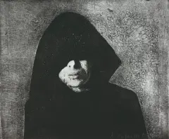 Krystyna Piotrowska, KOBIETA W CZERNI, 1989, akwaforta, akwatinta, papier