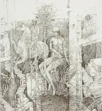 Ryszard Stryjec, PRZEMIJANIE, 1988, tusz sepia pióro, papier
