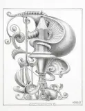 GĄSZCZ KALIGRAFICZNY - P by Jacek Yerka, 2021, ołówek, karton, sold Nov 2021