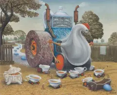 Jacek Yerka, SERWIS DROGOWY, 2021, pastel, papier naklejony na tekturę