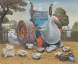 Jacek Yerka, SERWIS DROGOWY, 2021, pastel, papier naklejony na tekturę