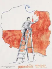 Jacek Frankowski, ODNAWIANIE. ŻEBY POLSKA BYŁA POLSKĄ..., 1980-90, tusz pióro, akwarela, papier