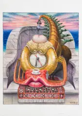 Jacek Yerka, Samokłuj poranny, 2021, kredki, ołówek, papier