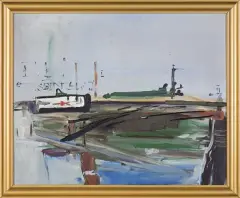 PORT by Andrzej Zwierzchowski, 1978, olej, płótno, sold Oct 2021
