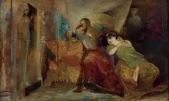 Maurycy Gottlieb, ZYGMUNT AUGUST I BARBARA GIŻANKA, ok. 1874, olej, płótno dublowane