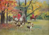 POLOWANIE PAR FORCE by Jerzy Kossak, 1925, olej, płótno, sold Oct 2021