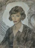 Stanisław Ignacy Witkiewicz, PORTRET ZOFII Z MINKIEWICZÓW GLASSOWEJ, 1930, pastel, papier beżowy