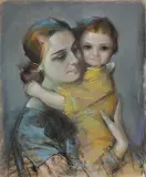 Józef Kidoń, MACIERZYŃSTWO, 1926, pastel, papier naklejony na tekturę