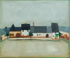 Jerzy Nowosielski, PEJZAŻ ZE STAREGO SĄCZA, 1974, olej, płótno