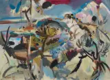 Ludwig Klimek, PEJZAŻ Z LAZUROWEGO WYBRZEŻA, 1959, olej, płótno