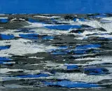 Urszula Wilk, BŁĘKITNA LINIA, 1998-2020, olej, płótno
