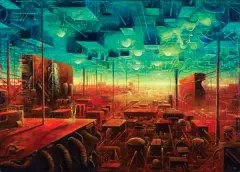 MIASTO ZATRACENIA by Sebastian Moń, 2021, akryl, płyta, sold Sep 2021