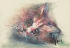 Bożena Wahl, Kot, pastel, papier