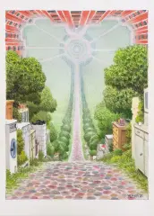 Jacek Yerka, Bruki kuchenne, 2021, kredki, ołówek, karton