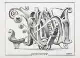GĄSZCZ KALIGRAFICZNY – M by Jacek Yerka, 2021, ołówek, papier, sold Jul 2021
