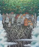 Jacek Yerka, ZAWSZE W GÓRĘ, 2021, pastel, papier