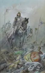 Antoni Trzeszczkowski, ZAWISZA CZARNY, akwarela, gwasz, karton