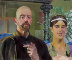 Jacek Malczewski, AUTOPORTRET Z WIOSNĄ, 1911, olej, tektura
