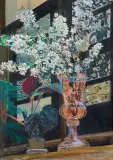 Leon Wyczółkowski, KWIATY NA TLE OKNA, 1910, pastel, akwarela, gwasz, papier