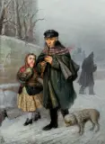 Julian Bończa-Tomaszewski, KLARNECISTA – SCENA Z ULICY PETERSBURGA, 1868, olej, płótno dublowane