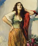 Bolesław Szańkowski, KWIACIARKA, po 1945, olej, płyta pilśniowa